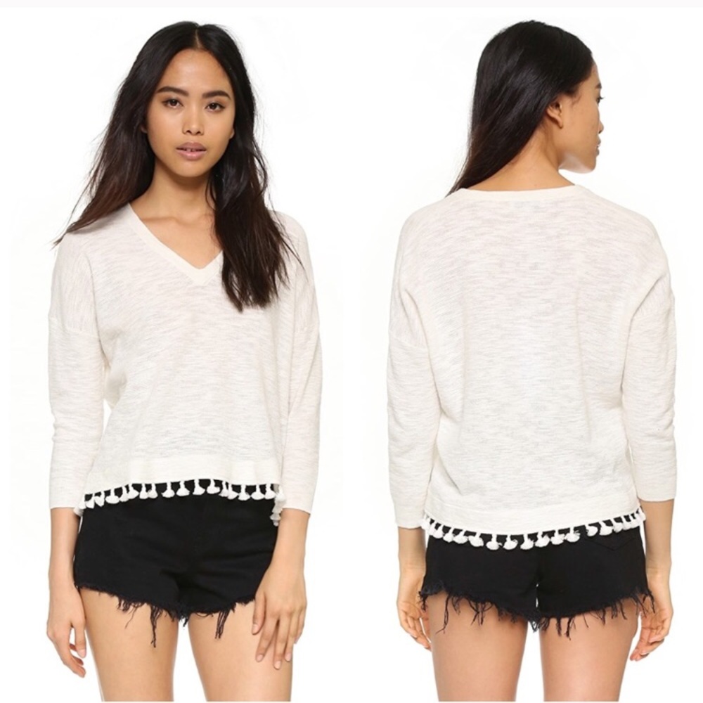 Madewell Globe Fringe Cotton Ivory Top